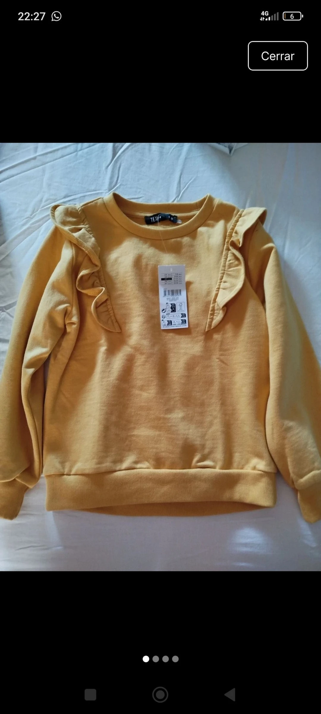 Sudadera afelpada mostaza 4-5 años nueva